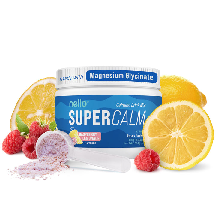 Nello Supercalm Drink Mix - Ashwagandha KSM 66, Magnesium Glycinate, L-Theanine, Vitamin D3 - Ashwagandha Root Extract, Magnesium & L-Theanine Supplement - Focus & Support (30 Servings)