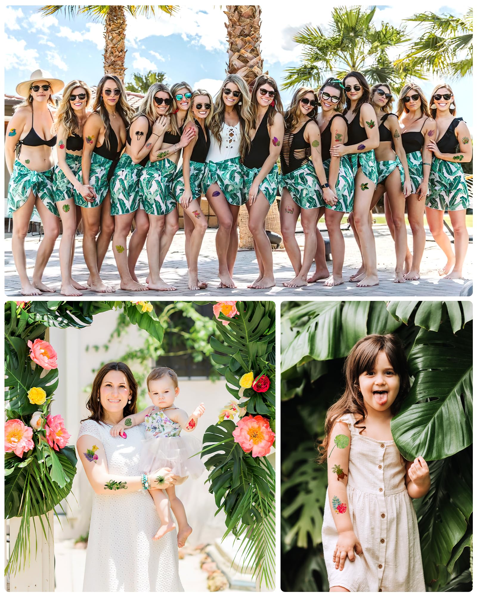200 Pieces Palm Leaves Temporary Tattoos Stickers,20 Sheets Tropical Leaves Themed Tattoos Stickers Party Decoration Supplies Party favors for Kids Adults