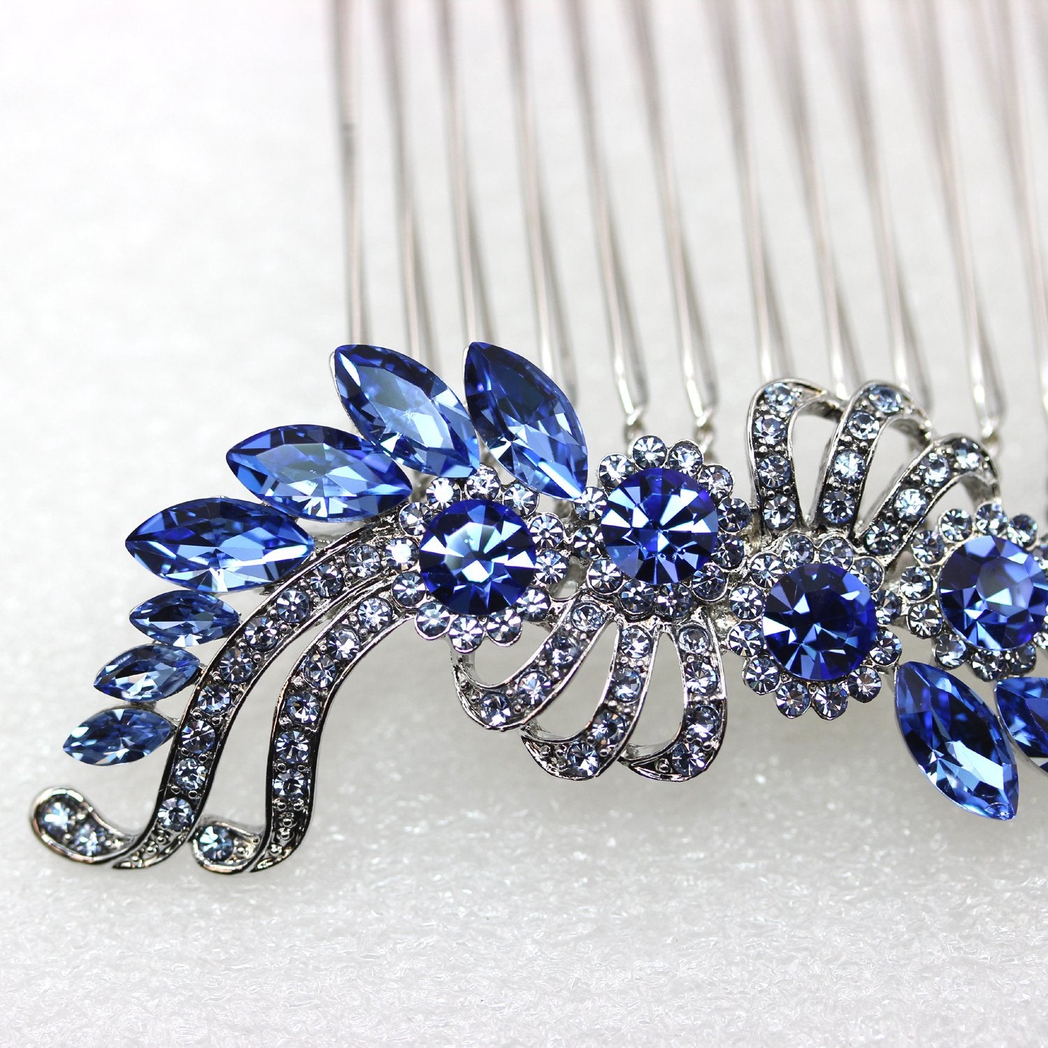Faship Blue Crystal Hair Comb