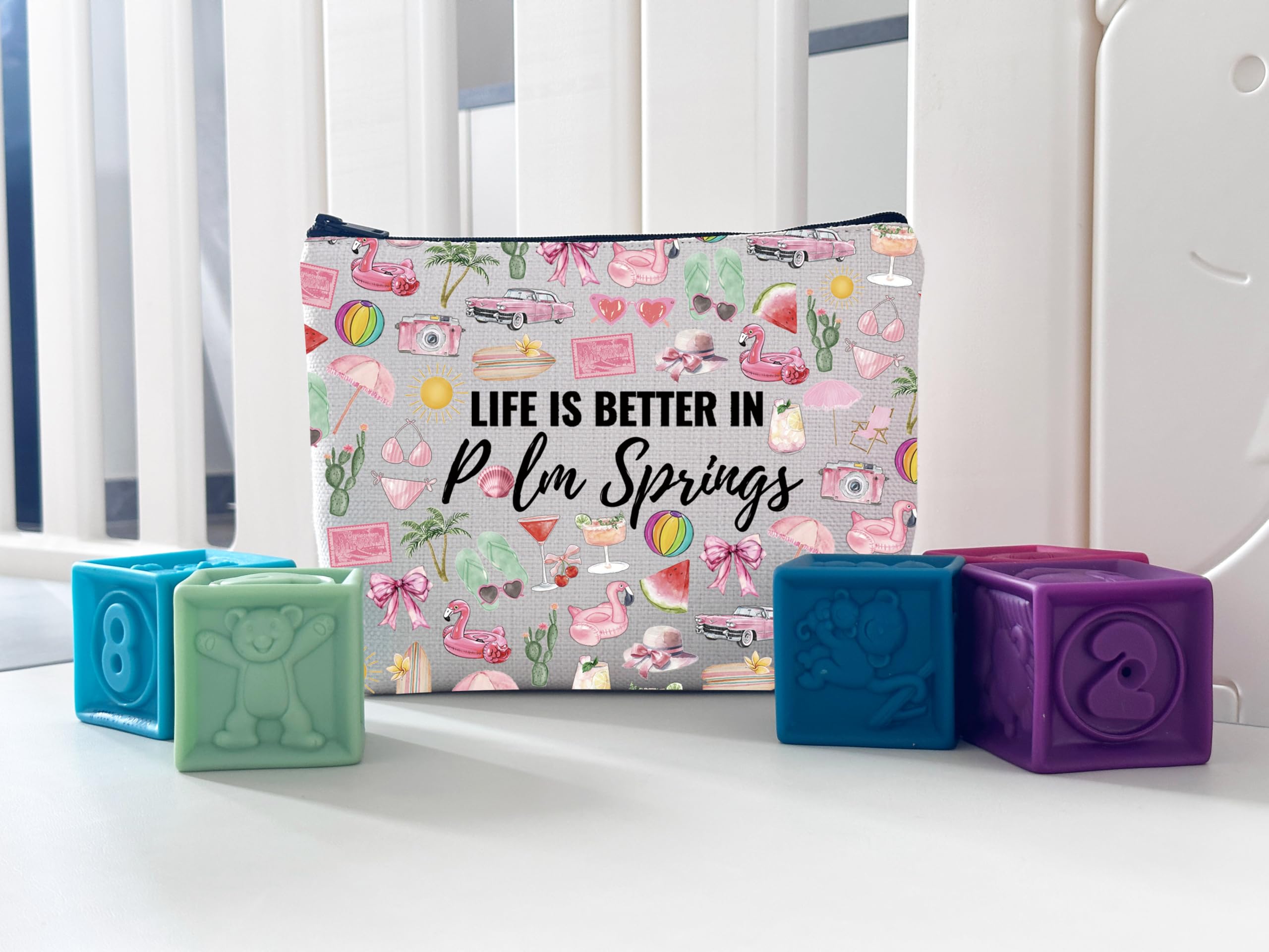 WCGXKO Palm Springs Gifts For Women Palm Springs Party Gift Life Is Better In Palm Springs Travel Gift Makeup Bag (Better In Palm Springs Bag)