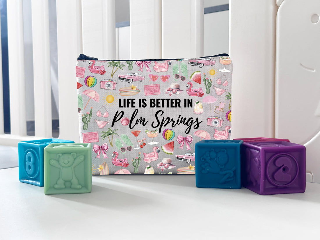 WCGXKO Palm Springs Gifts For Women Palm Springs Party Gift Life Is Better In Palm Springs Travel Gift Makeup Bag (Better In Palm Springs Bag)