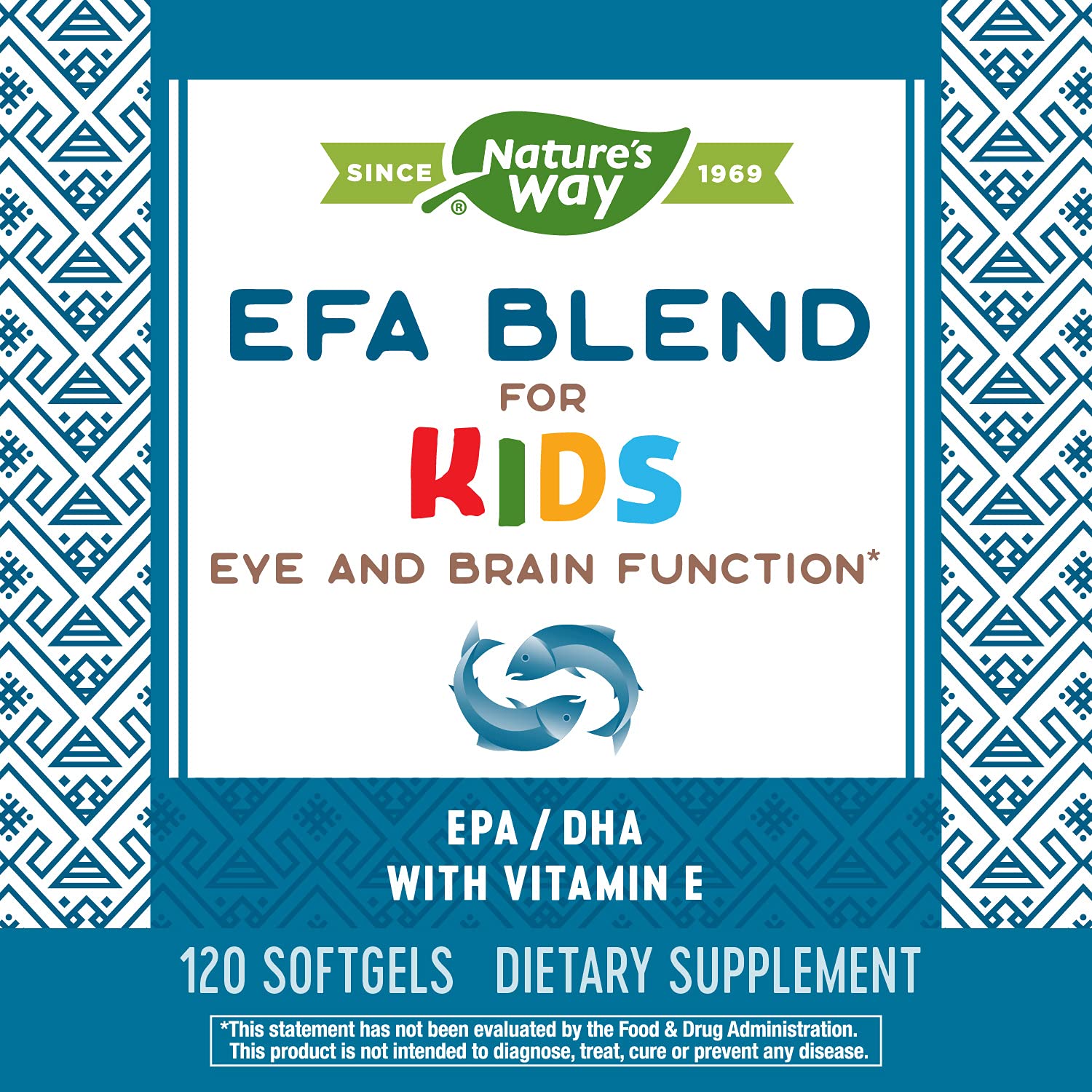 Nature's Way EFA Blend for Kids with vitamin E, Supports Eye and Brain Function*, 120 Softgels