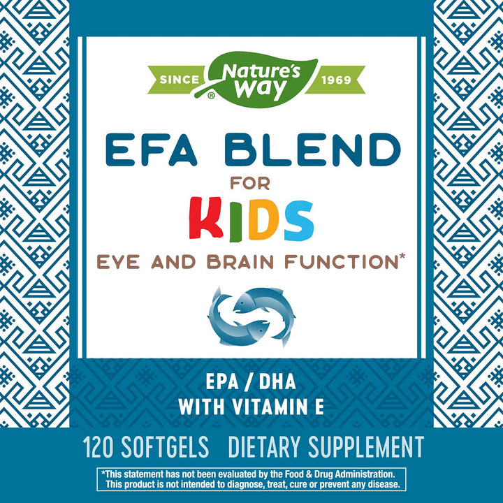 Nature's Way EFA Blend for Kids with vitamin E, Supports Eye and Brain Function*, 120 Softgels