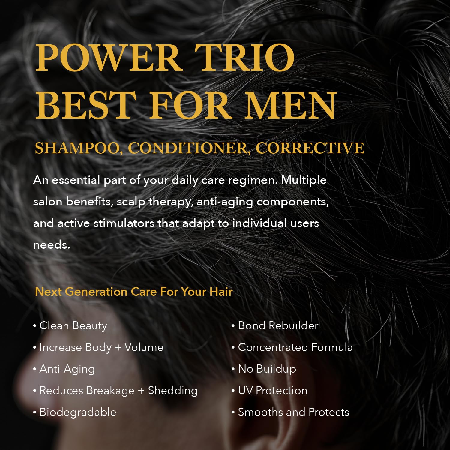 Mens Hair Growth. Professional Shampoo, Conditioner, & Daily Corrective Topical Treatment. Healthy Hair, Scalp Health, & Hair Regrowth. 1 Month Supply.