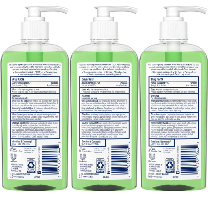 St. Ives Acne Control Face Cleanser Skin Care with 2% Salicylic Acid, and 100% Natural Tea Tree Extract 8 oz (Pack of 3)