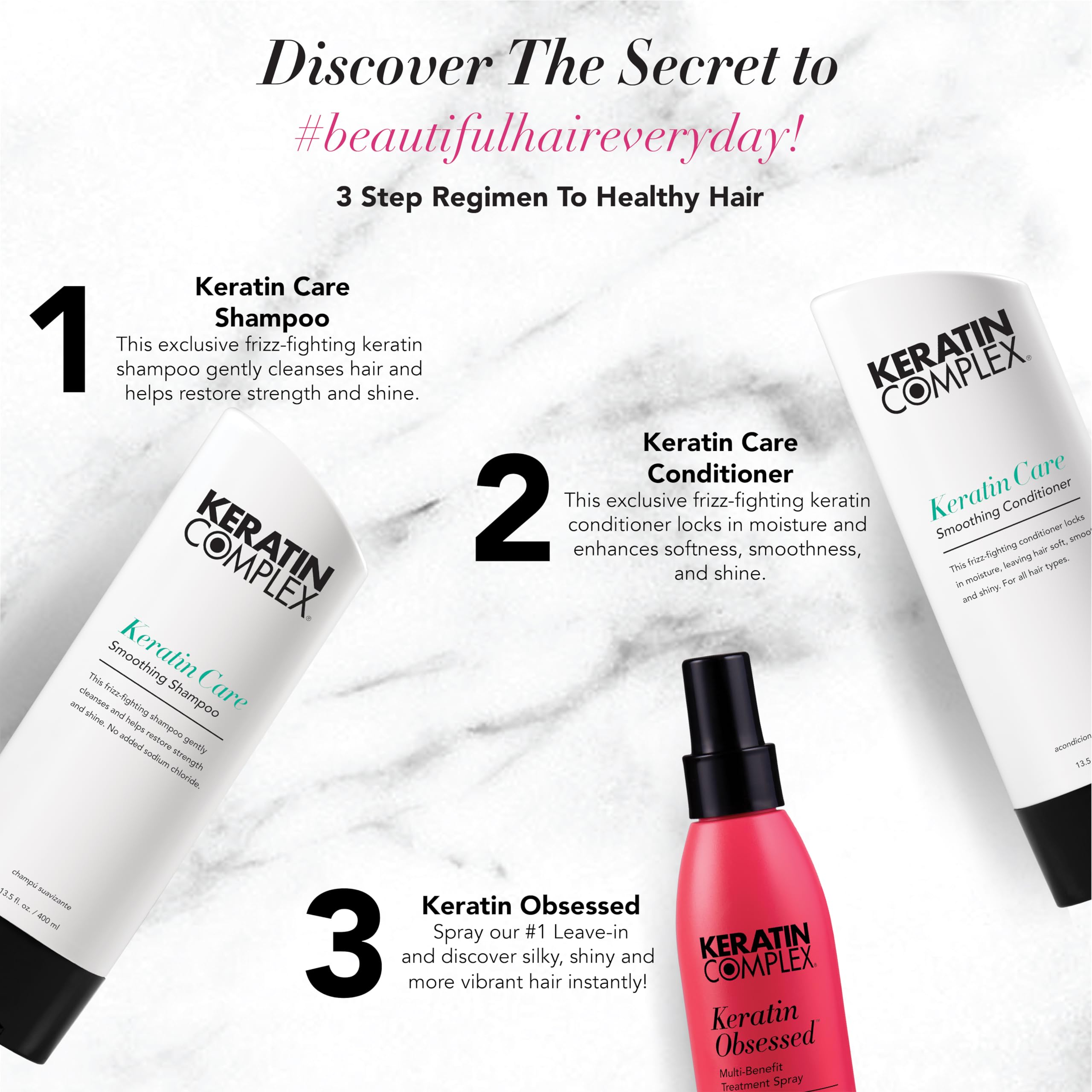 Keratin Complex - Keratin Care Retail Kit - Keratin Care Shampoo & Conditioner 13.8 oz each & 5 fl oz Keratin Obsessed