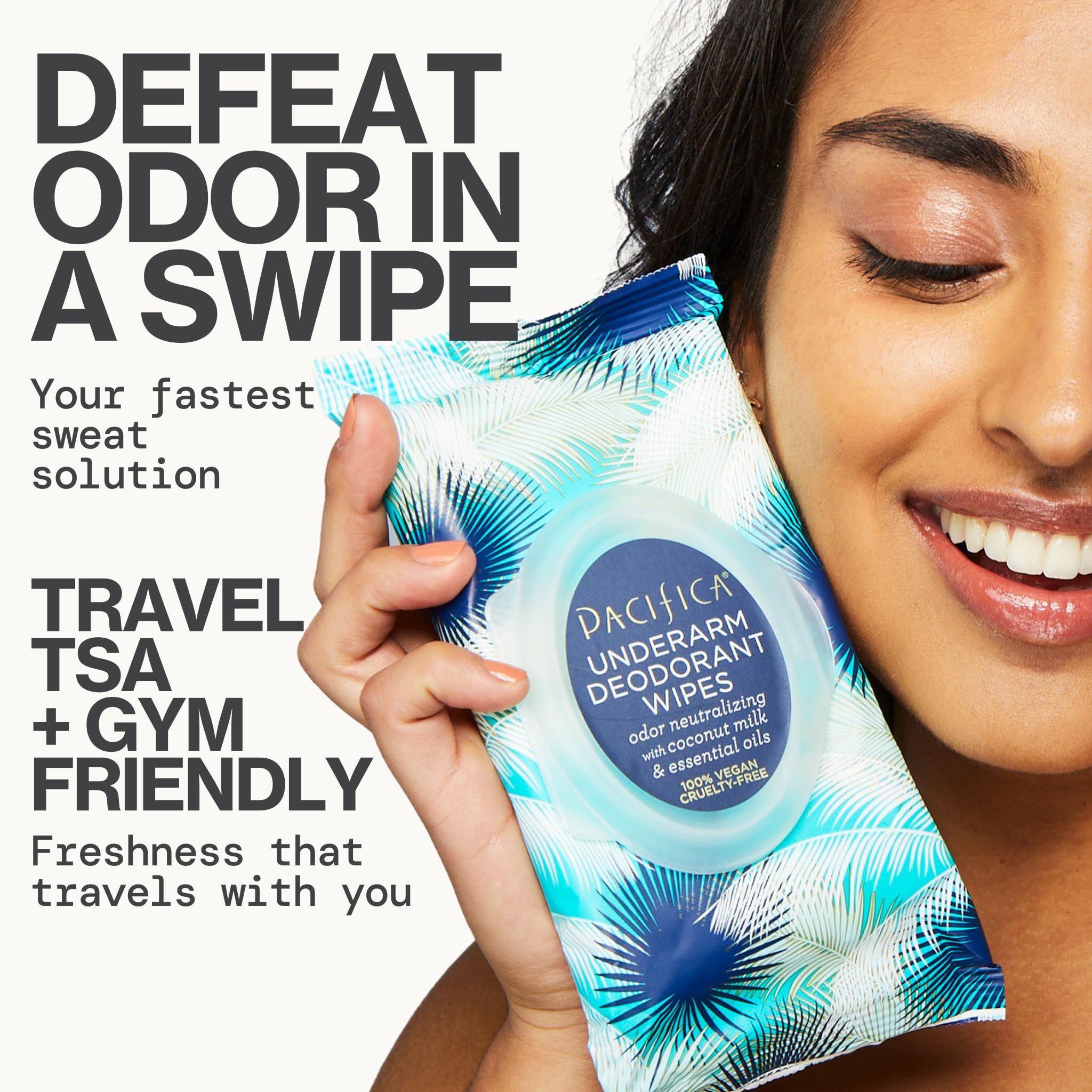 Pacifica Beauty Coconut Milk & Essential Oils Underarm Deodorant Wipes, Helps Remove Odor, Aluminum-Free, Vegan & Cruelty-Free, 30 Wipes (2-Pack)