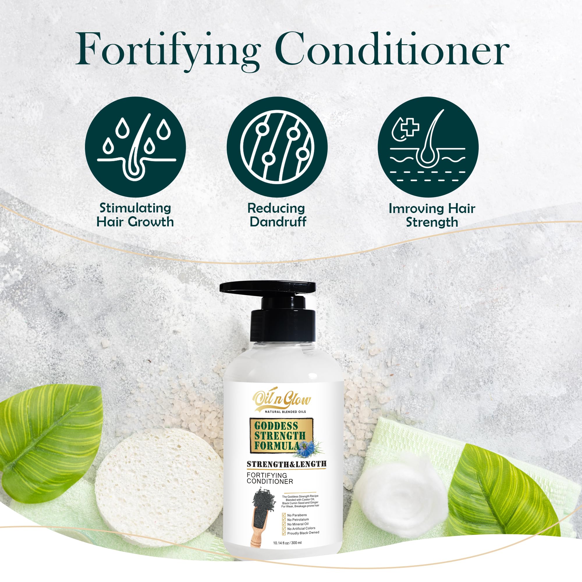 Natural Hair Growth Conditioner with Black Cumin Seeds: Strengthening & Moisturizing Hair Conditioner For Hair Loss, Damaged, Dry, Frizzy & Thinning Hair 10 Fl. Oz - Fragrance Free