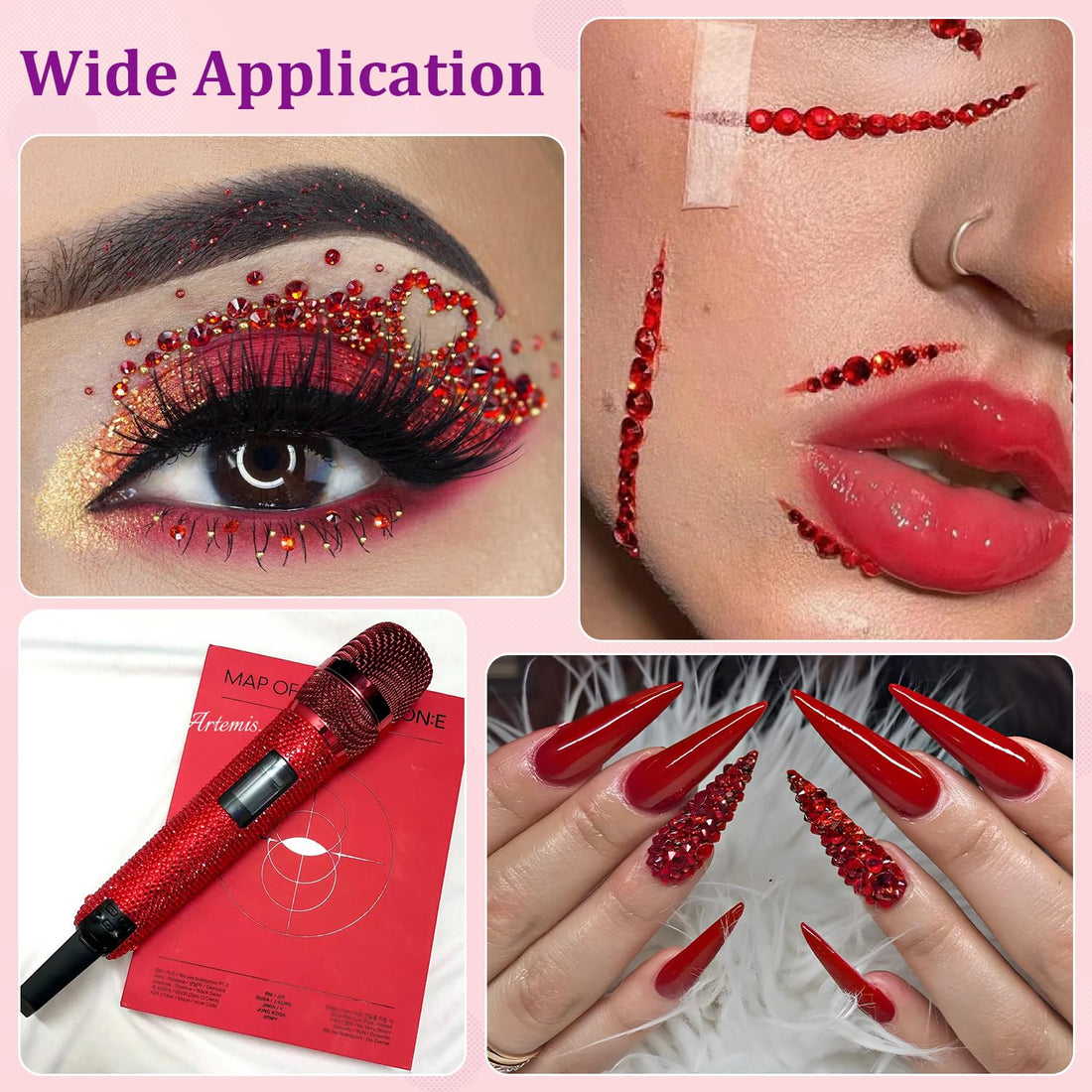 16000Pcs Resin Rhinestones with Tweezers for Crafting, Red 2-6mm Mixed Sizes Flatback Gems, Bedazzling Crystal for DIY Crafts Clothing Tumblers Mugs Shoes Fabric Nail Art