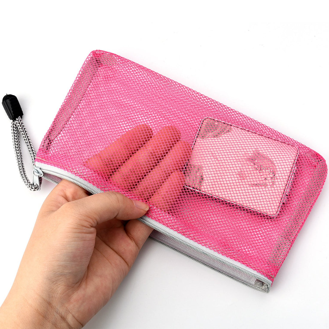 Hestya 8 Pieces Zipper Mesh Carry Bag Mesh Makeup Bag Mesh Compact Travel Pouch Organizer for Toiletry and Cosmetics, 8 Colors