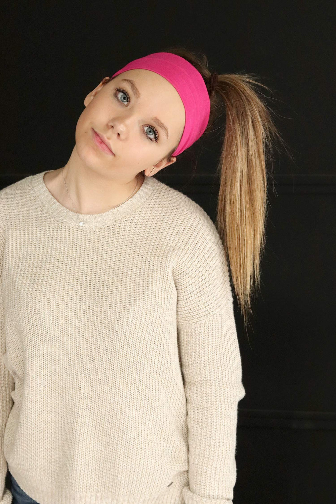 Kenz Laurenz Soft and Stretchy Elastic Cotton Headbands, Pack of 12 -Neon Orange