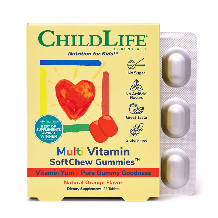 CHILDLIFE ESSENTIALS Kids Multivitamin SoftChew Gummies - Kids Vitamins, Multivitamin for Kids, Multivitamin Gummies, Toddler Vitamins, Kids Chewable Vitamin, Sugar Free - Natural Orange, 27 Tablets