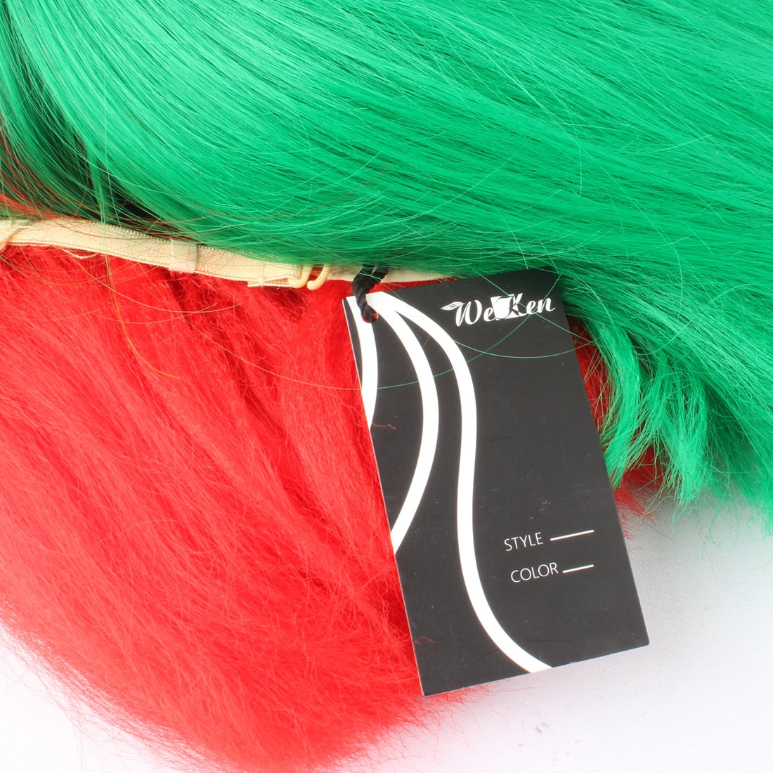 Red And Green: Weken Fashion Wig Women'S Short Bob Kinky Straight Full Bangs Synthetic Hairpieces Red And Green