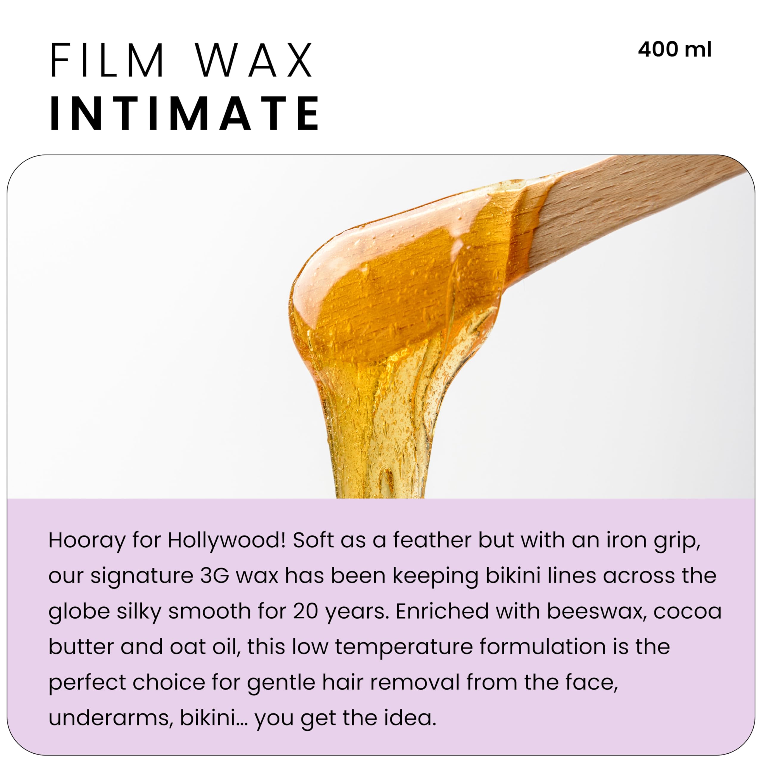 Depileve Hair Removal Wax - Intimate Extra Film Wax for Brazilian and Hollywood Wax - Moisturizing and Soothing for Delicate, Sensitive Skin - 14 oz