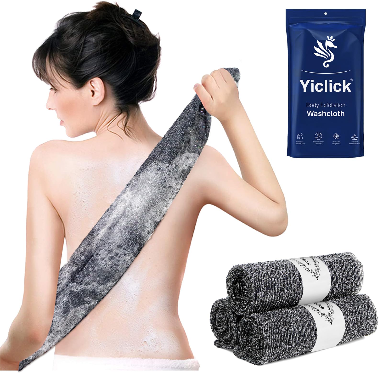 Yiclick Exfoliating African Net Sponge,Exfoliating Body Scrubber Exfoliator, Back Scrubber Bath Sponge, Exfoliate Rags Wash Cloth Loofah Sponge for Body Scrub, Exfoliating Washcloth Towel