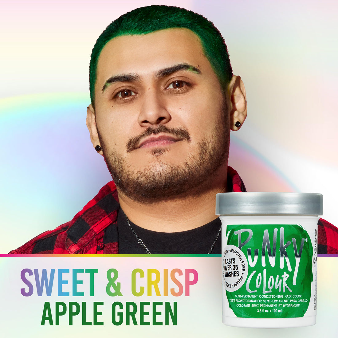 Punky Apple Green Semi Permanent Conditioning Hair Color, Vegan, PPD and Paraben Free, lasts up to 25 washes, 3.5oz