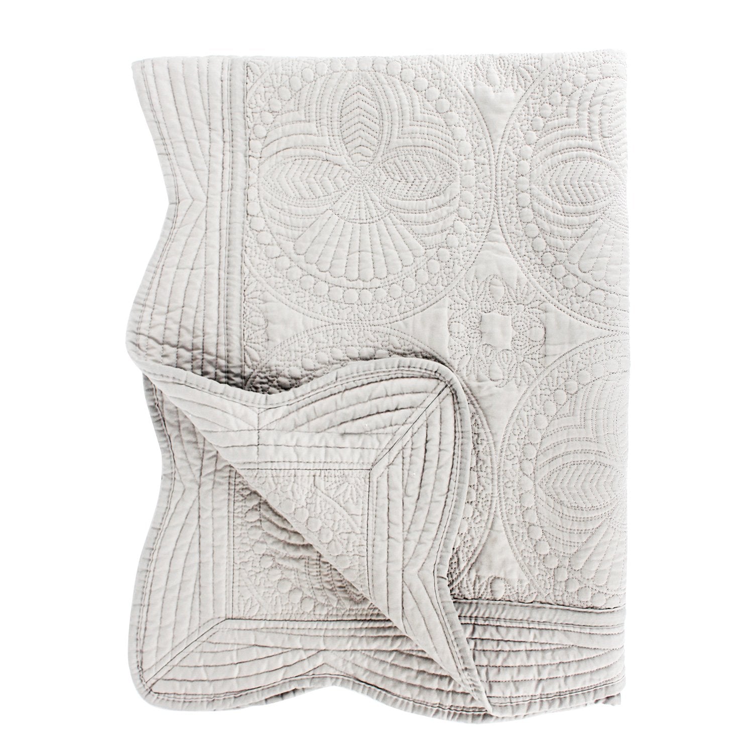 YIQIGO Toddlers and Baby Quilt Lightweight Blanket Embossed Cotton Quilt Four Seasons Scalloped 36 x 46 Newborn Baby Boy/Girl Gift (Gray)