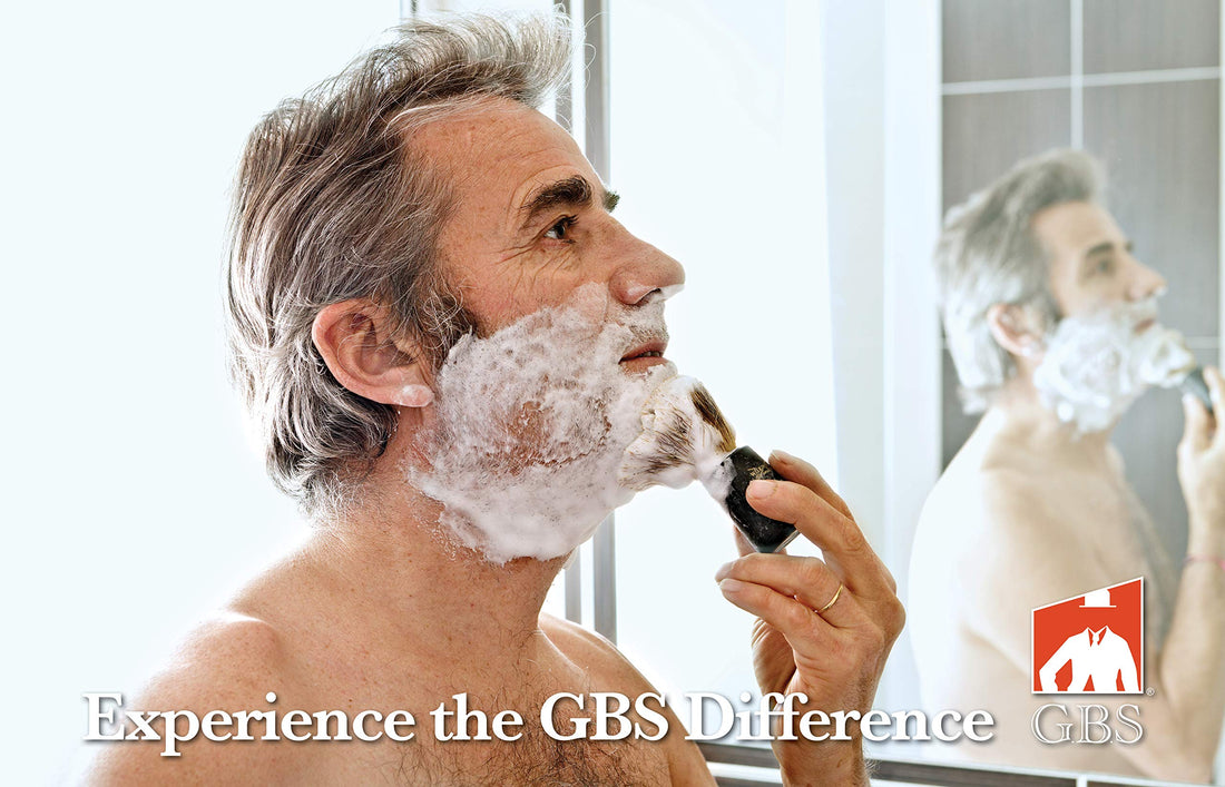 GBS Shaving Mug with Knob Handle and Ocean Driftwood Soap 3 0z (Ivory)