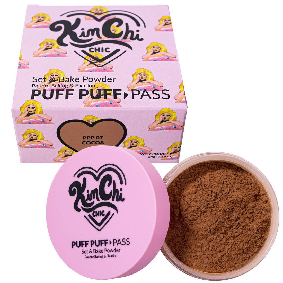 Kimchi Chic Beauty Puff Puff Pass Set and Bake Setting Powder for Makeup, Extra Fluffy Loose Face Powder Poof, Soft Natural Face Makeup for Uneven Skin Tone, 07 Cocoa