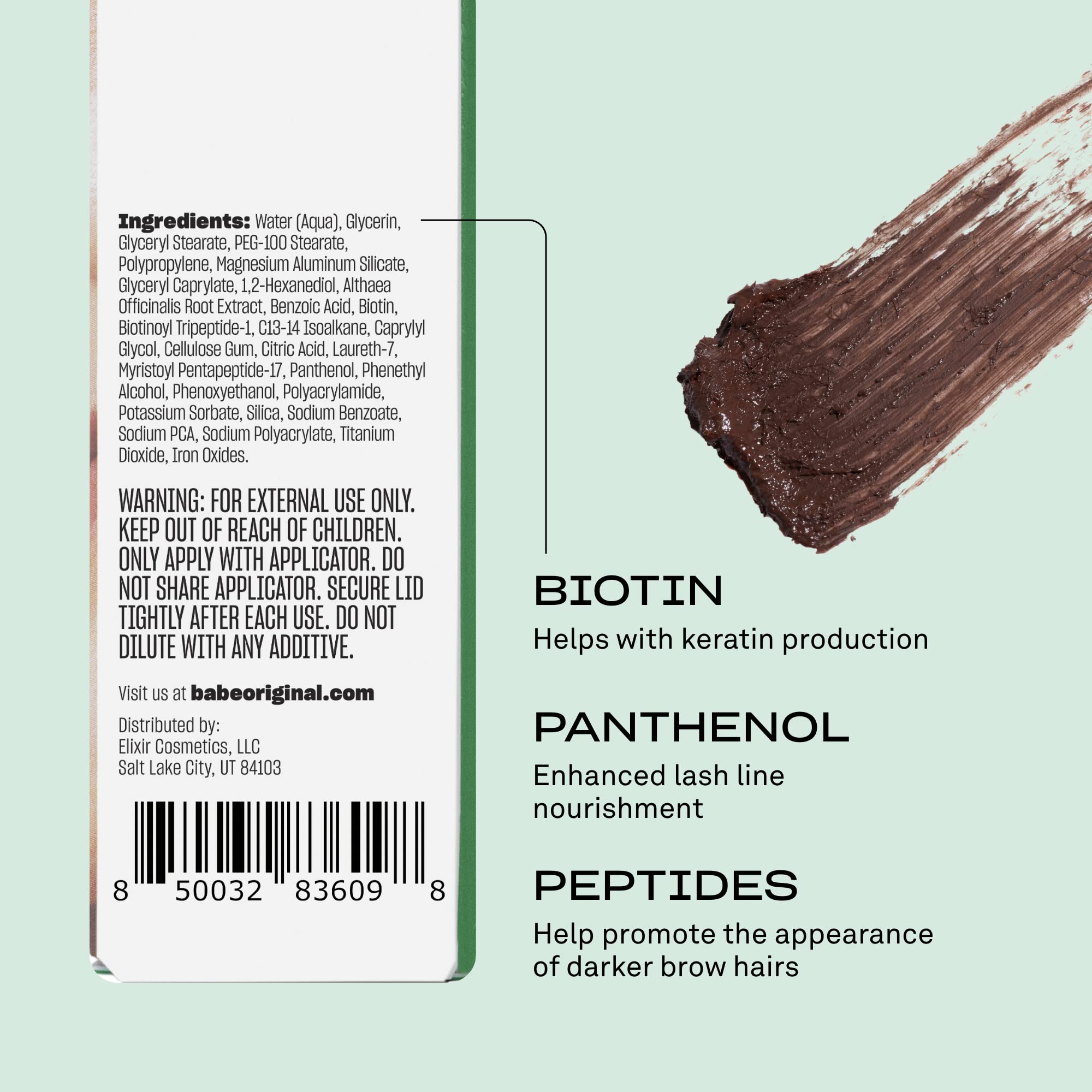 Babe Lash Volumizing Eyebrow Filler with Peptides & Biotin - Tinted Brow Gel - Volumizing Eyebrow Filler, Definer, Eye Makeup - Long Lasting Cream & Smudge-Resistant