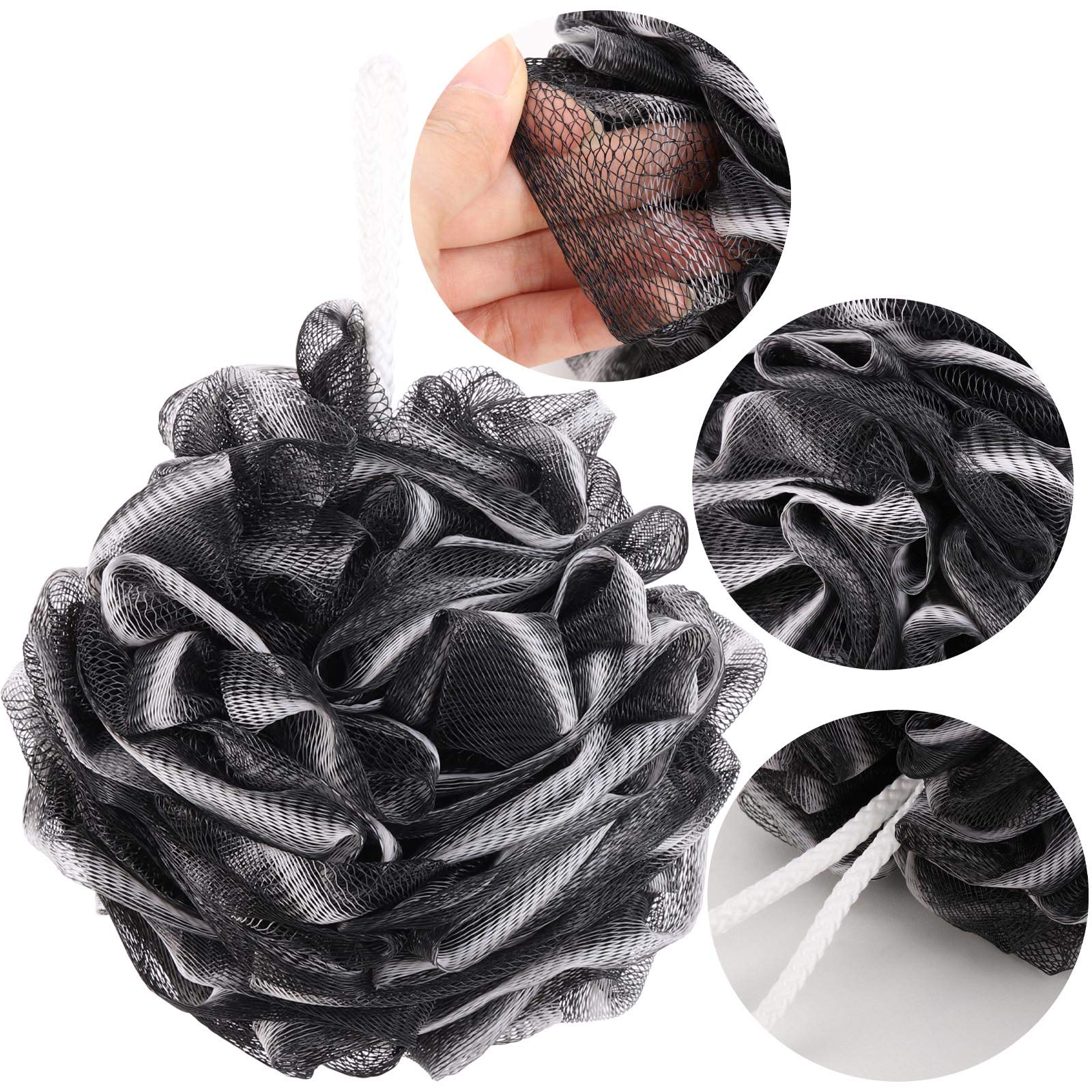 BTYMS 4 Pieces Shower Loofahs Bath Scrunchies 75g/pcsLarge Bath Sponge Body Loofahs Shower Pouf Mesh Pouf for Bathing
