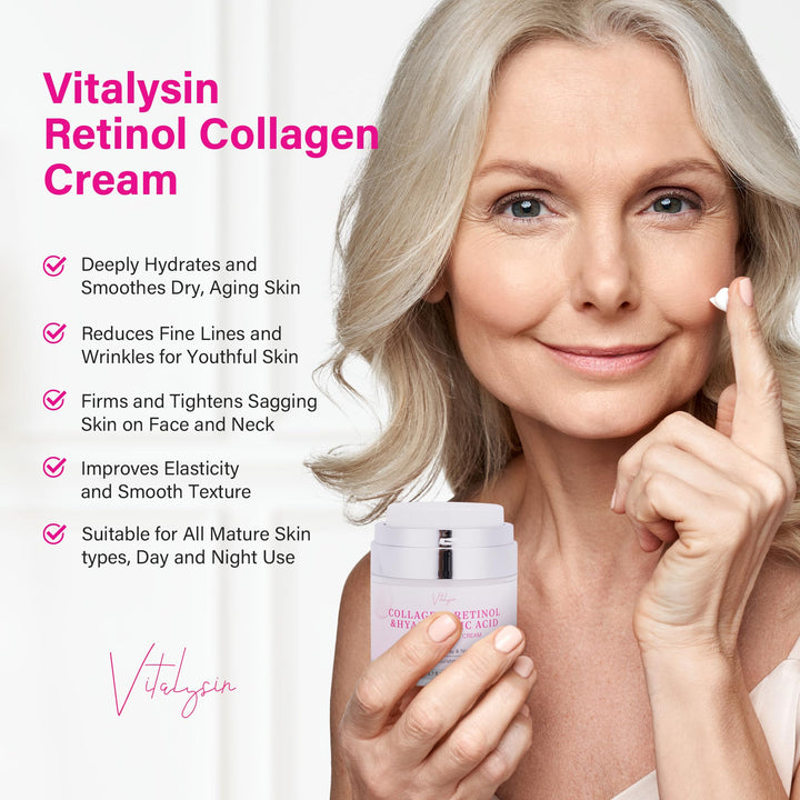 Face Moisturizer Wrinkle Cream for Women: Collagen Retinol Cream with Hyaluronic Acid for Mature Skin – Neck Firming Cream for Aging Skin for Women Over 50 and 60 1.7 fl. oz.