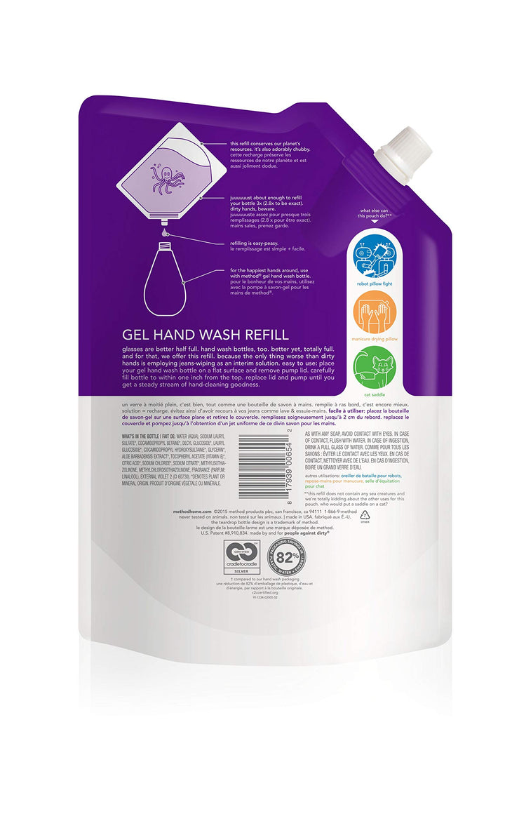 Method Gel Hand Soap Refill, French Lavender, Biodegradable Formula, 34 fl oz (Pack of 6)