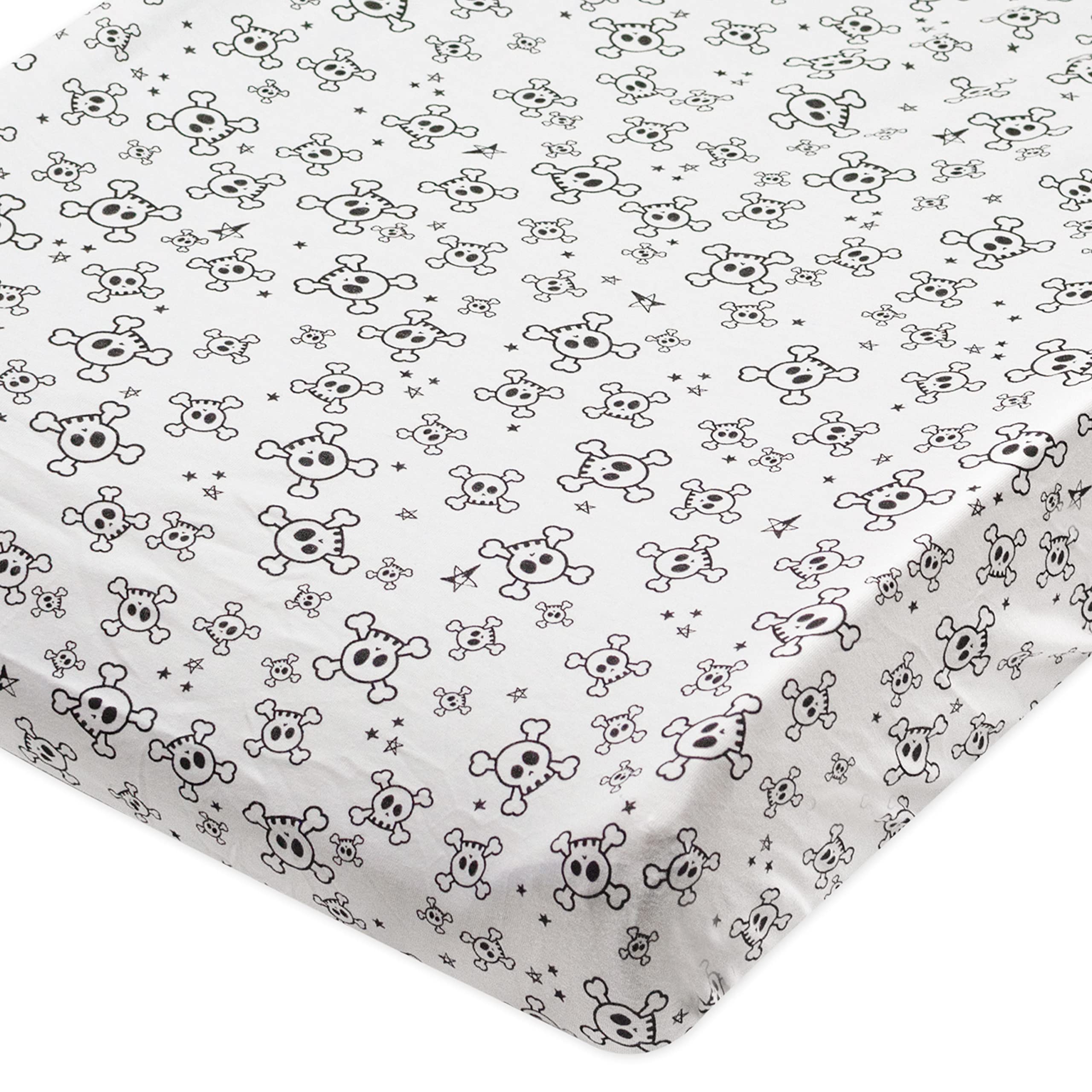 HonestBaby Boys Organic Cotton Changing Pad Cover, Tossed Skulls, One Size