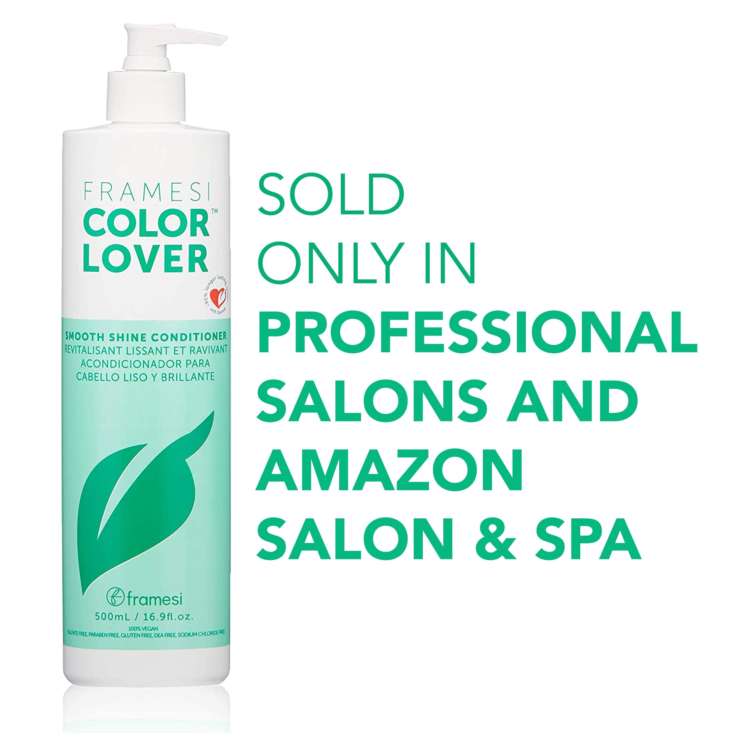 Framesi Color Lover Smooth Shine Conditioner, 16.9 fl oz, Sulfate Free Conditioner with Coconut Oil and Quinoa, Color Treated Hair