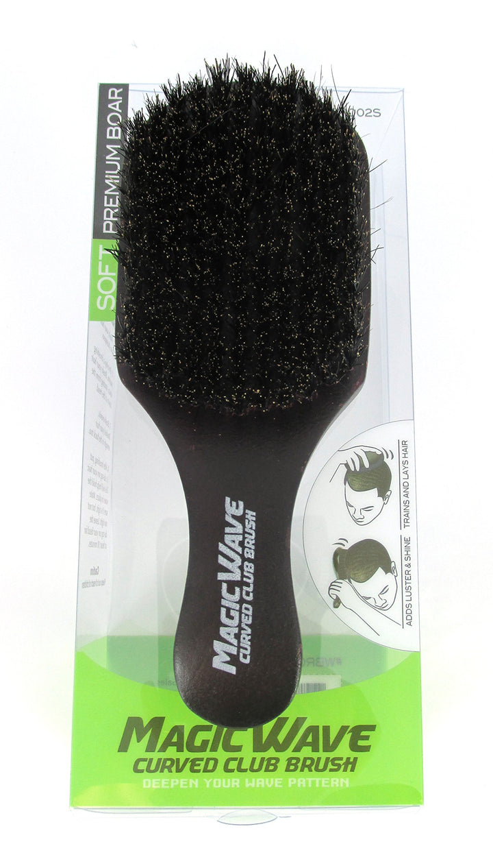 Black Ice Magic Wave 7'' Curved Club Brush Soft Premium Boar by Black Ice