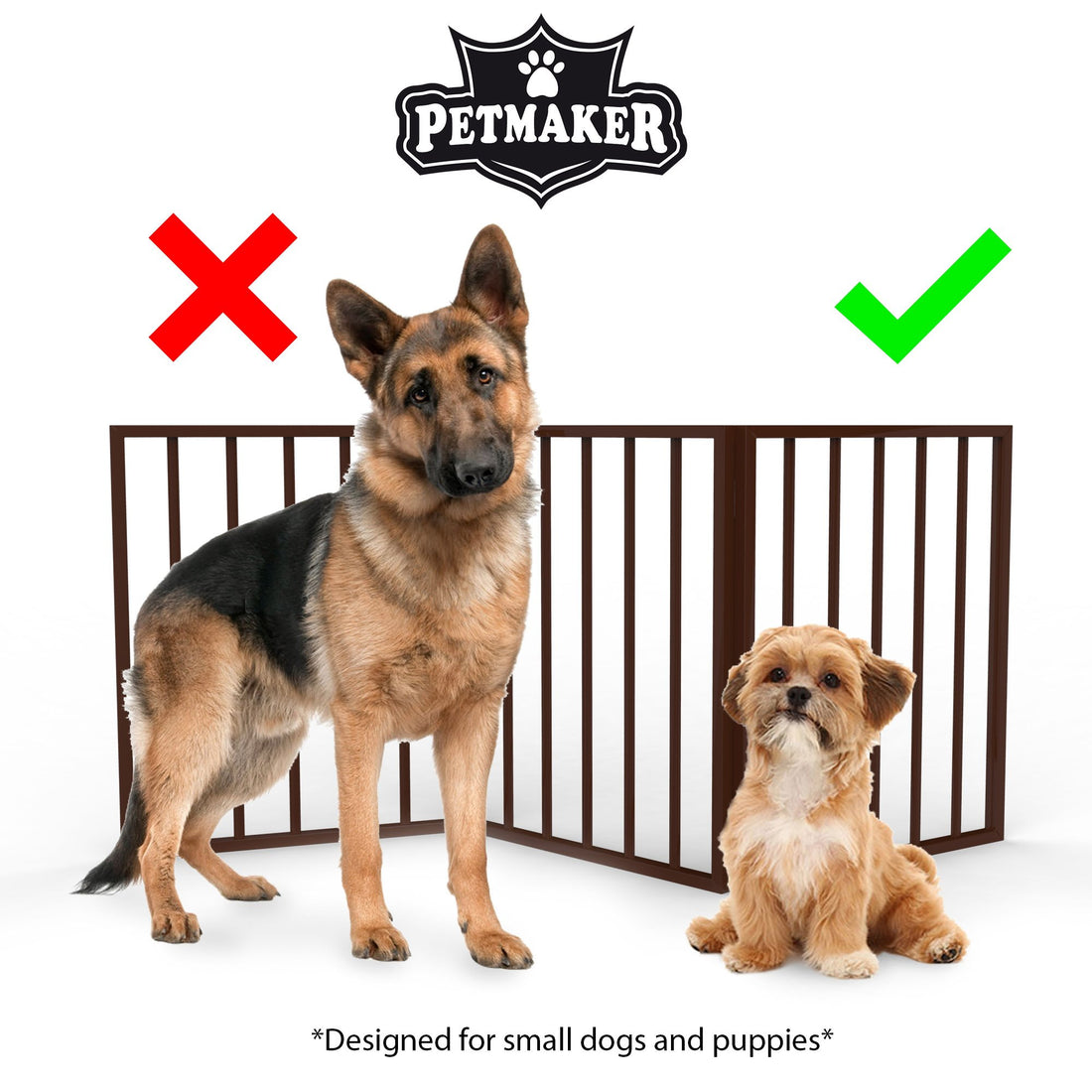 3-Panel Indoor Foldable Dog Fence for Stairs, Hallways, or Doorways - 54x24-Inch Wood Freestanding Dog Gates by PETMAKER (Brown)