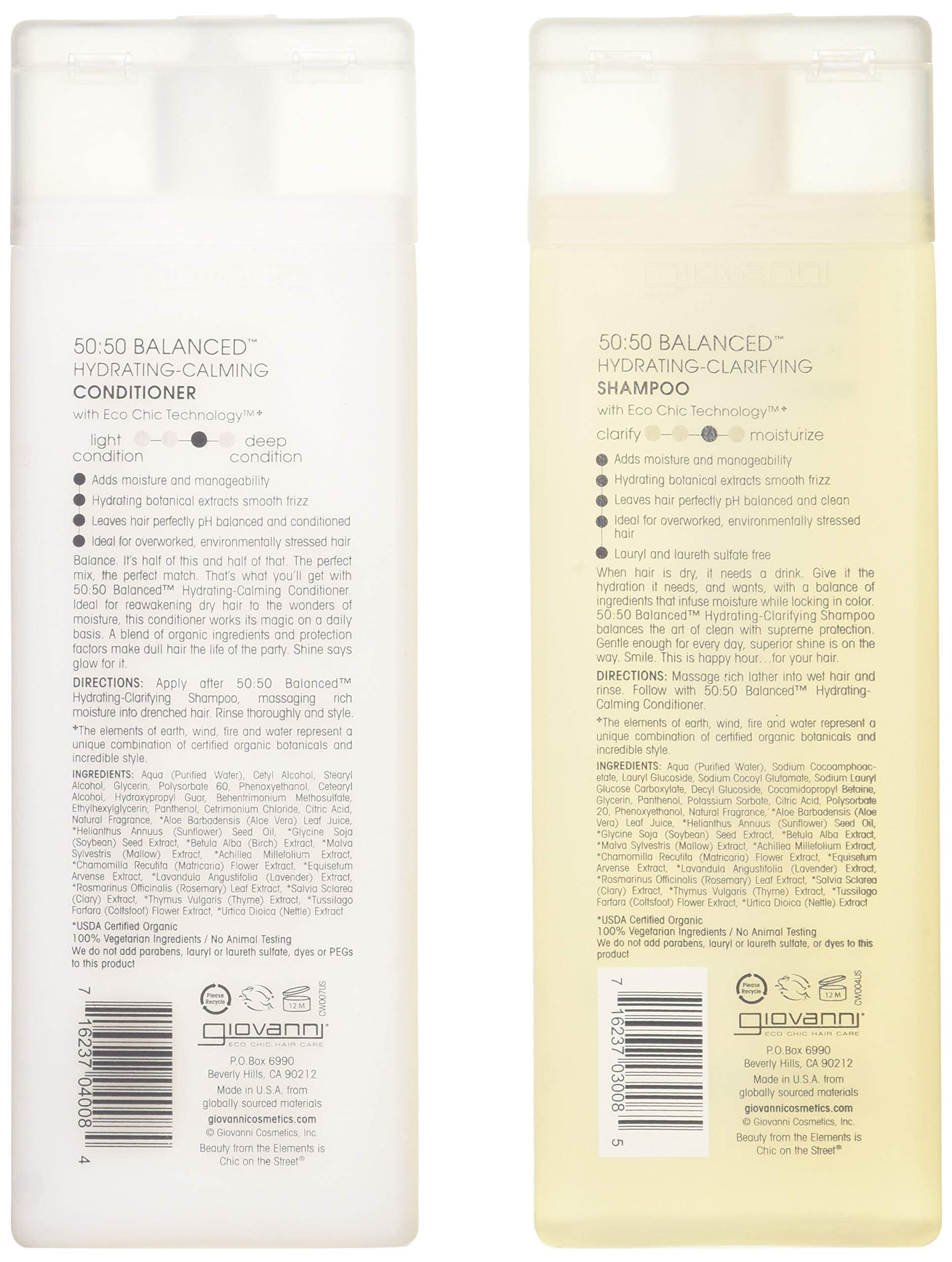 GIOVANNI COSMETICS - 50:50 Balanced Hydrating Duo - Hydrating Clarifying Shampoo & Hydrating Calming Conditioner Set (8.5 Ounce)