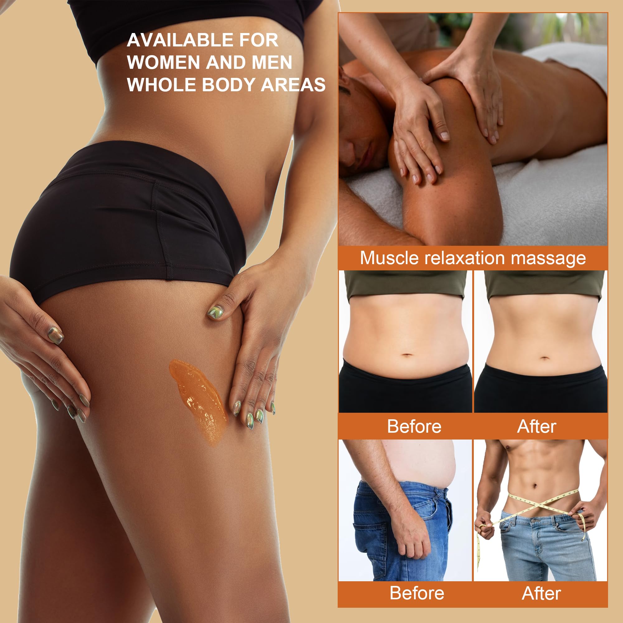 YMEYFAN 500ML Conductive Gel for Body Sculpting, Caffeine Firming Hot Gel for Thighs and Butt, Niacinamide, Capsicum Resin and 10 Botanical Extracts, Paraben & Fragrance Free, for Men and Women