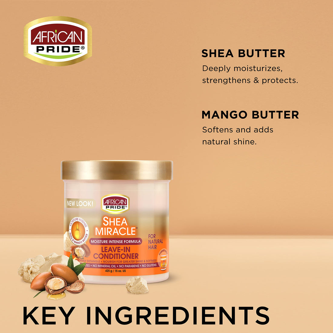 African Pride Shea Miracle Leave In Conditioner (3 Pack) - Contains Shea & African Mango Butter to Smooth Curls, Coils & Waves, Nourishes Hair, 15 oz