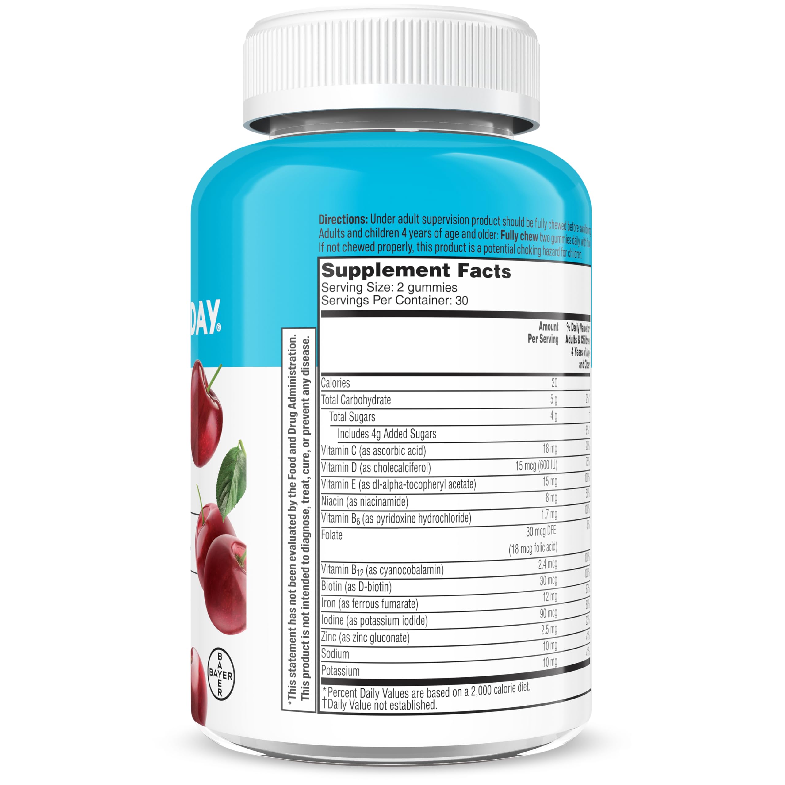 One A Day Kids Multi + Iron, Kids Multivitamin Gummies with Iron and Vitamin D, Vitamin C for Immune Support Gummy Vitamins, Multivitamin Gummies with Iron for Kids, Cherry Flavor, 60 Count