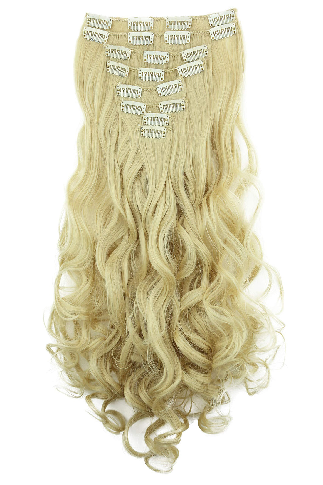 Prettyshop Clip in Extensions 24 (60Cm) Platinum Blonde #T1025 Ces27-1: Prettyshop Xxl Full Head Set 8 Pcs 24 Clip In Hair Extensions Hairpiece Wavy Heat-Resisting Platinum Blonde #T1025 C