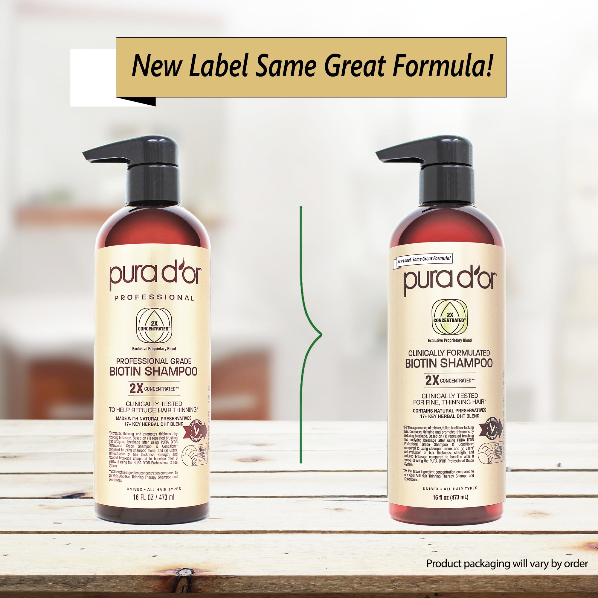 PURA D'OR Professional Grade Biotin Shampoo, Clinically Proven Anti-Thinning Hair Care, 2X Concentrated DHT Blocker Hair Thickening Products For Women & Men, 16oz