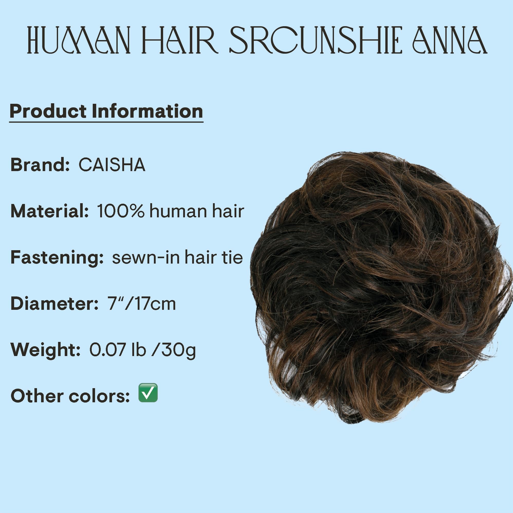 dark brown mix 1BH4 H312 : PRETTYSHOP 100% Human Hair Scrunchy Scrunchie Bun Up Do Hair Piece Hair Ribbon Ponytail Extensions Wavy Curly or Messy Div. colours (dark brown mix 1BH4 H312)