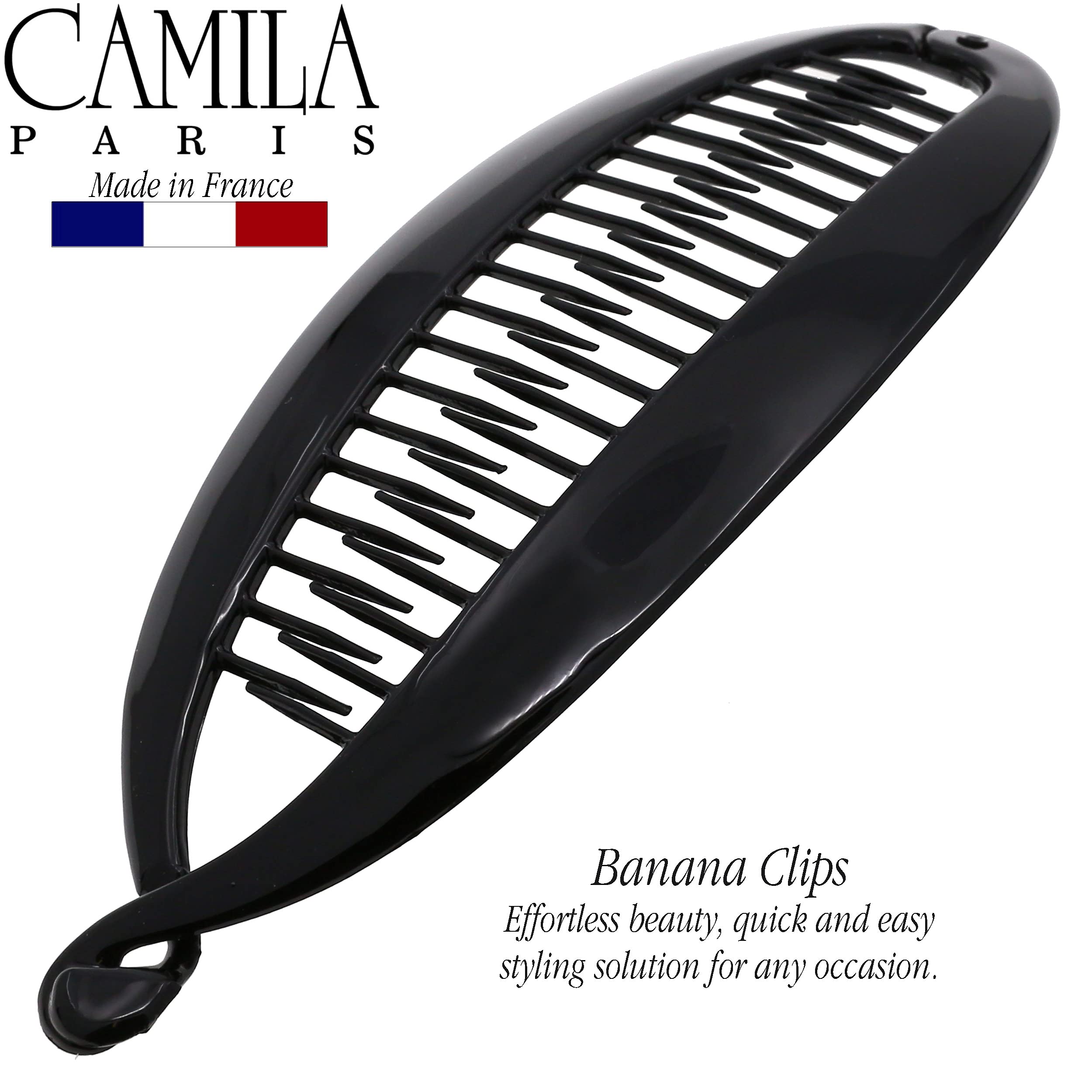 Camila Paris NV135 7 inch French Banana Clip Hair Comb Classic Girls Updo Flexible Ponytail Holder Interlocking Banana Combs, Fashion Durable Styling Hair Accessories for Women, Made in France