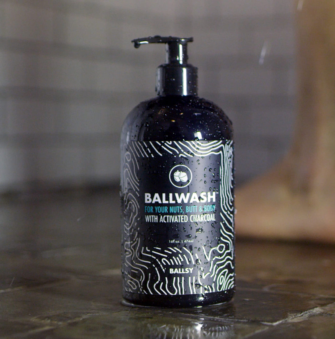Ballsy Men's Activated Charcoal Ball and Body Wash, Ballwash Hygiene Wash, 16oz