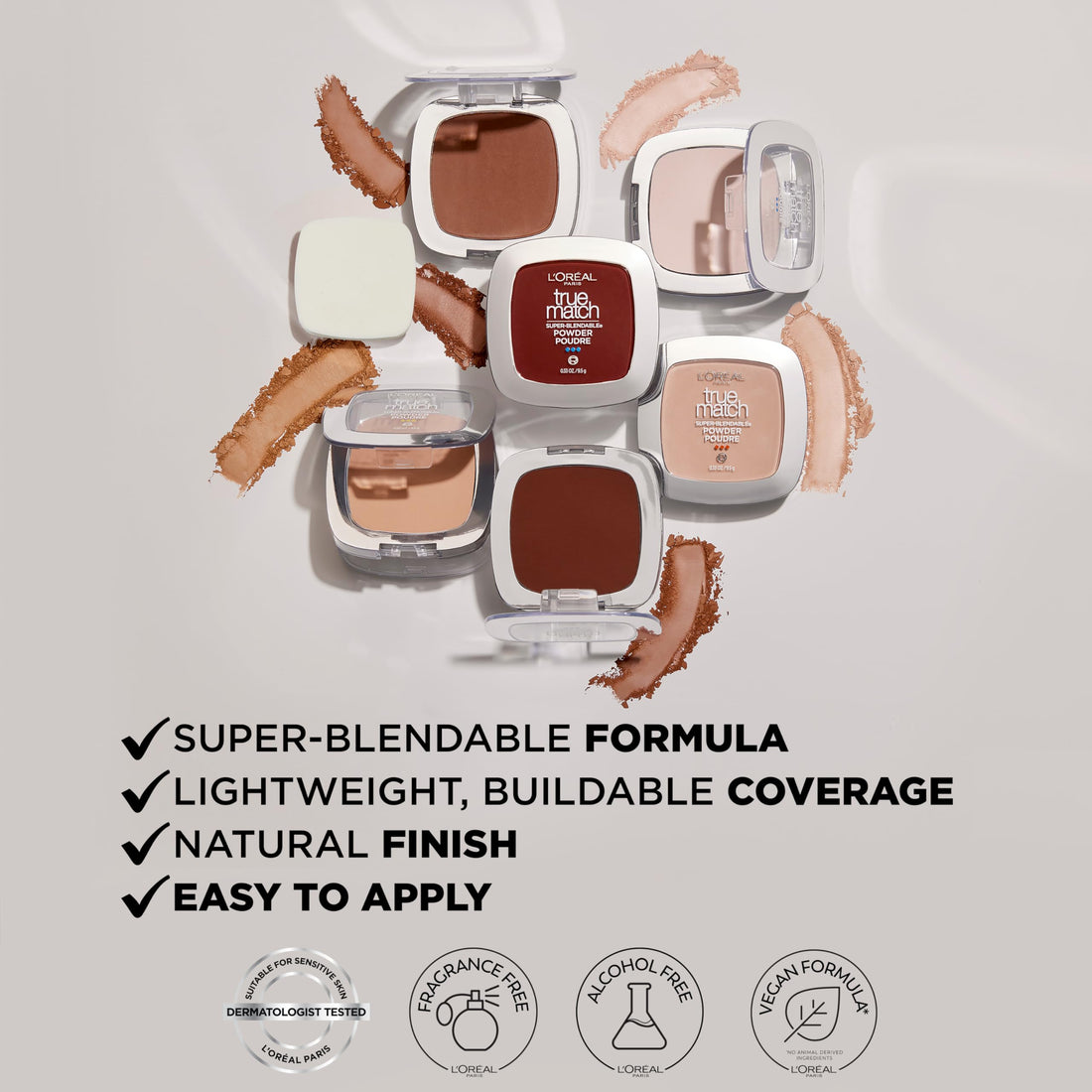L'Oreal Paris True Match Super-Blendable Oil Free Powder Foundation, N5 Medium, 0.33 oz, Packaging May Vary