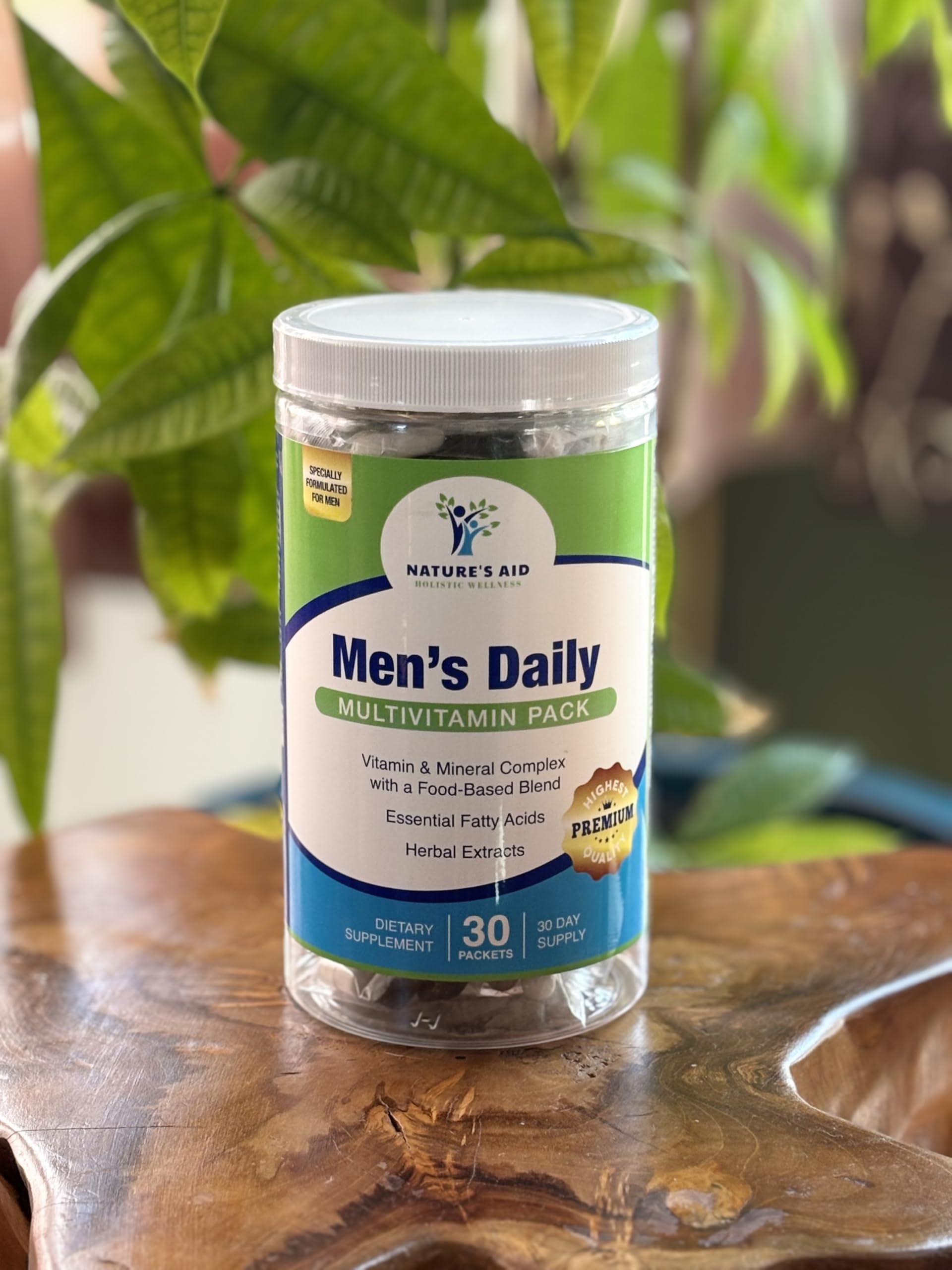 Nature's Aid Holistic Wellness Men's 7 Daily Multivitamins for Energy, Focus & Performance. Vitamin & Mineral Complex with a Food-Based Blend & Herbal Extracts.