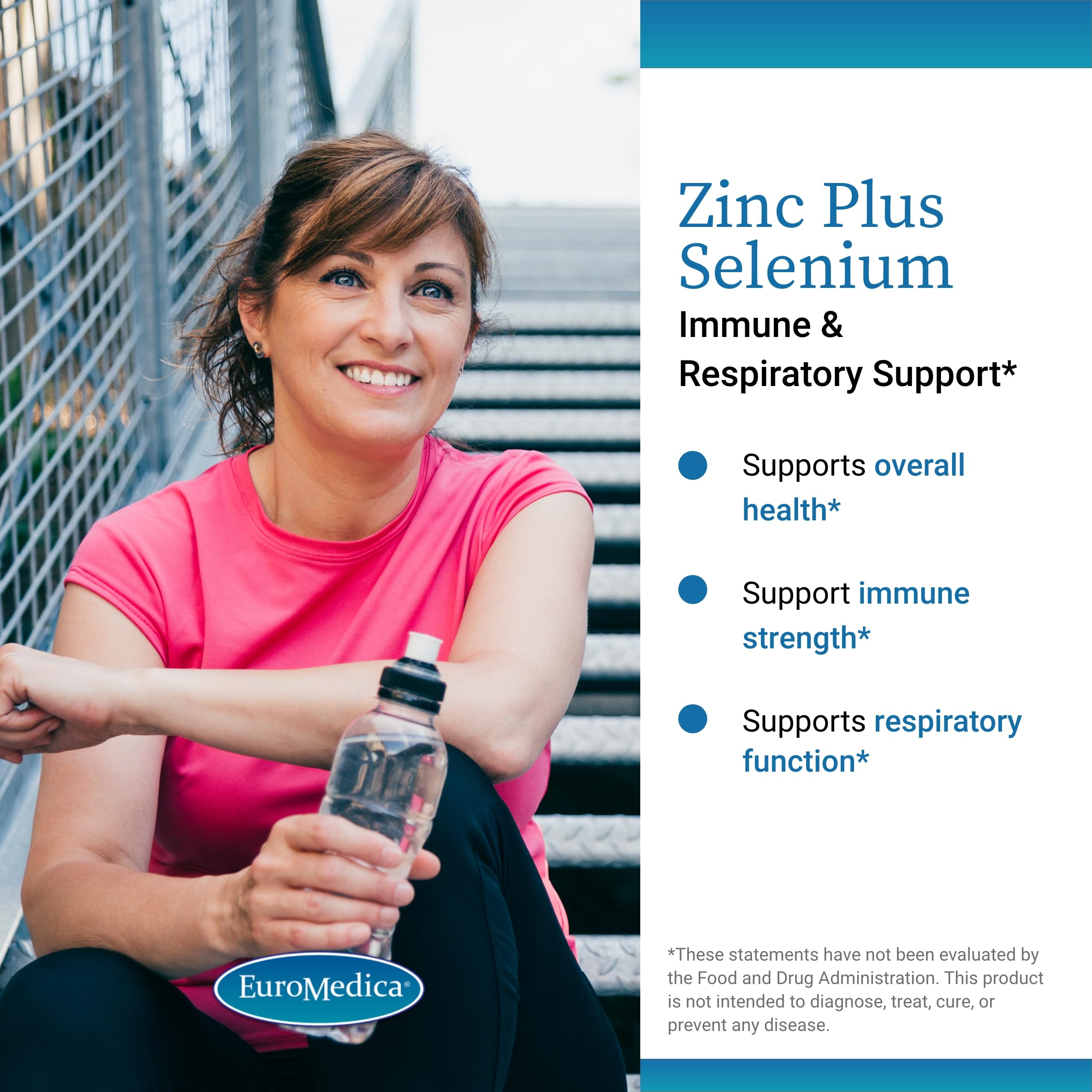 EuroMedica Zinc Plus Selenium - Immune & Respiratory Health Support Supplement - Mineral Supplement with Zinc Bisglycinate Chelate - Formula with Selenium for Cellular Health Support - 60 Capsules