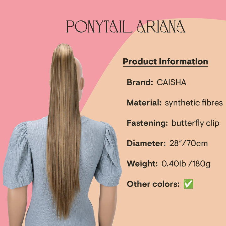 Prettyshop Hairpiece-Ponytail 27 Brown Blond Mix # 6H27 H165: Prettyshop Hairpiece Ponytail Clip On Extension Long Hair Smooth Heat-Resisting 27 Brown Blond Mix # 6H27 H165