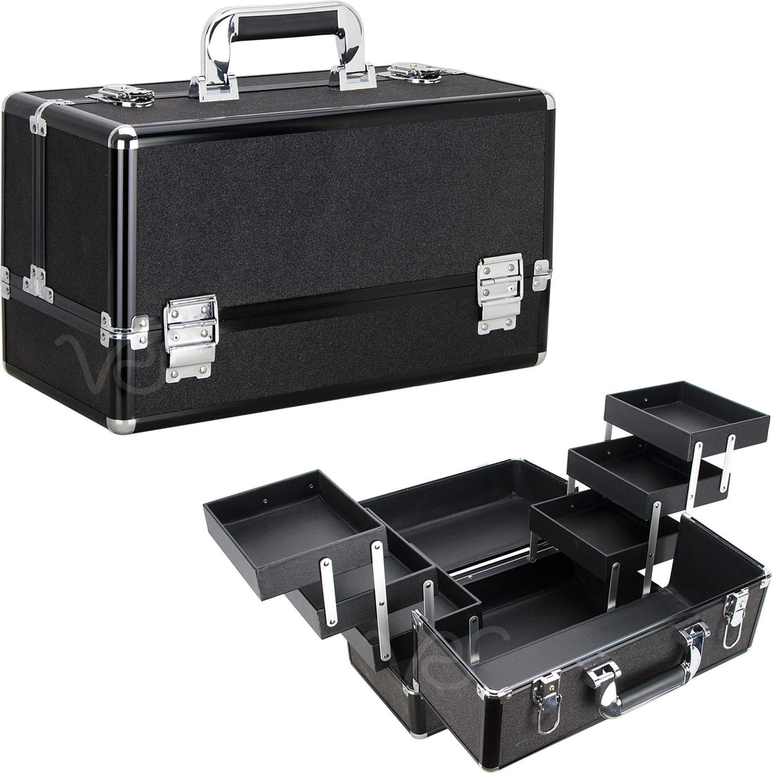 Ver Beauty Ver Beauty 6-tiers Accordion Trays Professional Cosmetic Makeup Train Case Organizer Travel - Vk3203