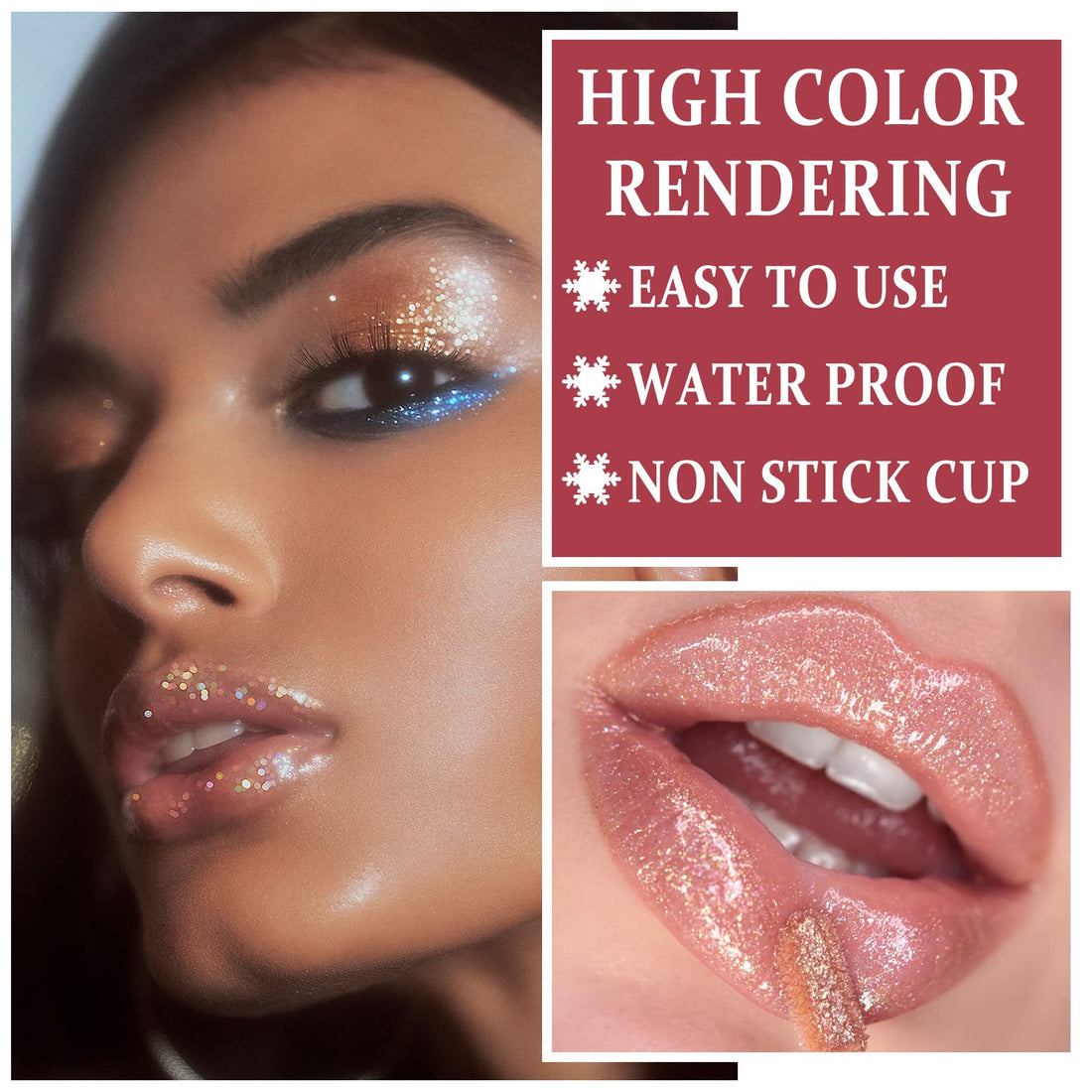 NVLEPTAP 3PCS Liquid Glitter Lipstick Glitter Lip Gloss Set,Diamond Shimmer Matte Lipstick Set Long Lasting High Pigment Glitter Lip Stick Kit Lip Gloss Set Halloween Makeup Gift - Set A