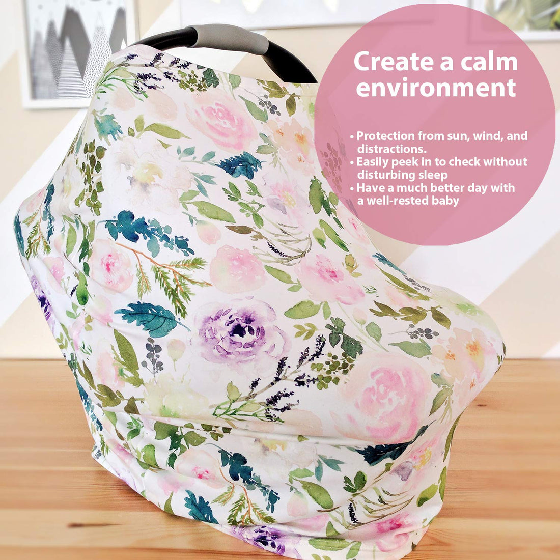 Pobi Baby Premium Multi-Use Cover - Nursing, Car Seat, Shopping Cart, High Chair, and Breastfeeding Cover - Ultra-Soft, Stretchy, and Versatile Floral Scarf for Mom and Baby (Allure)