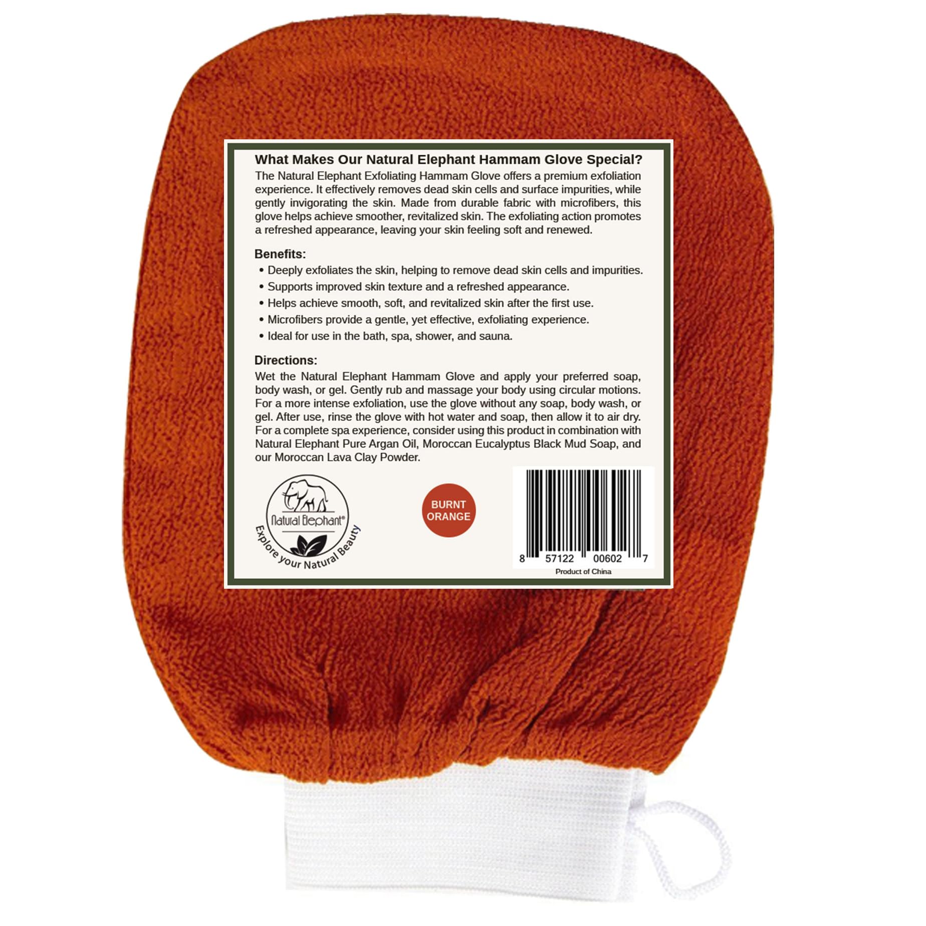 Natural Elephant Exfoliating Hammam Glove (2 Black and 1 Orange (Pack of 3))