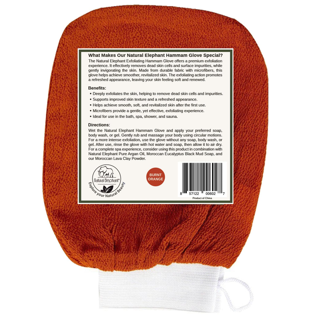 Natural Elephant Exfoliating Hammam Glove (2 Black and 1 Orange (Pack of 3))