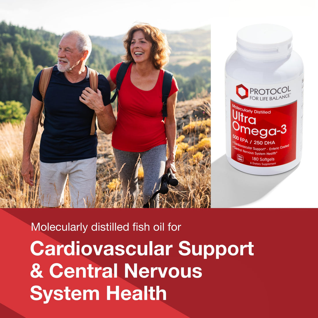 Protocol Ultra Omega-3-500mg EPA & 250mg DHA - Fish Oil for Brain Support, Heart & Nervous System Health* - EPA DHA Omega Supplement - Non-GMO & Halal - 180 Softgels